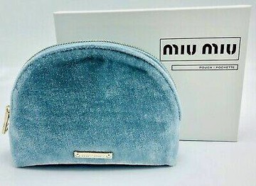 Miu Miu 香水天鵝絨藍色小號化妝包（附盒子）