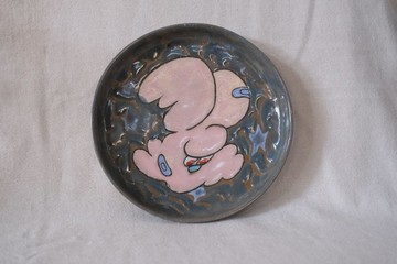 復仇的紅眼兔子- 手繪縮釉盤