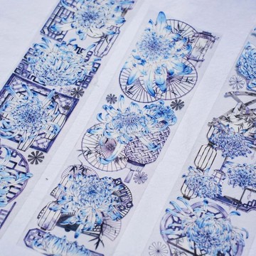 青瓷菊花 PET 膠帶 5米卷