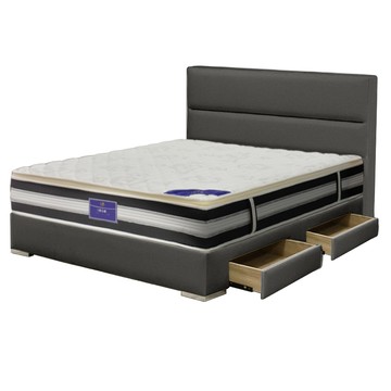 IHouse-布蘭頓 單大3.5尺 現代貓抓皮(床片+2抽底+五星床墊) 房間3件組煙霧灰#627-22