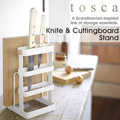 tosca 包丁＆まな板スタンド キッチン収納 トスカ 包丁立て まな板立て おしゃれ 北欧デザイン ホワイト 天然木 スチール 02421 シンプル