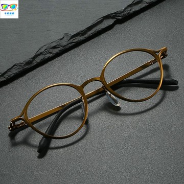 無度數平光眼鏡 新款男士平光眼鏡復古眼鏡日系金屬時尚個性圓形小框濾藍光平光鏡