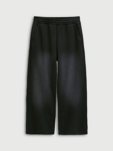 男裝 Logo印花刷毛抽繩鬆緊運動褲-黑色