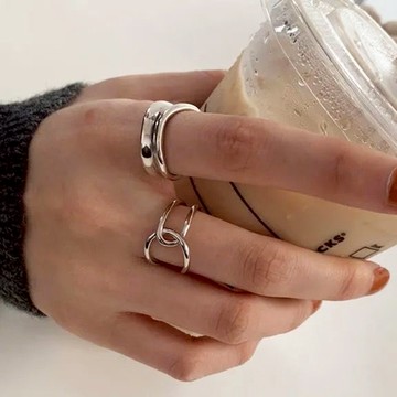 韓系 巴黎風尚-兩件組 戒指 開口可調整 台灣當天出貨 尾戒飾品 戒指女 金戒指 情侶戒指 閨蜜 手飾 食指戒 F727