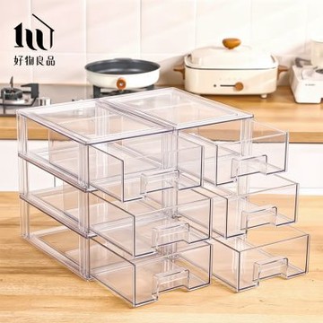 【好物良品】三入組抽屜三分隔大款_日本高品質加厚PET冰箱防串味分層收納盒 (冰箱收納 冰箱分隔 冰箱抽屜)