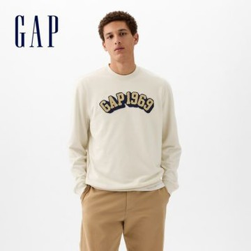 【GAP】弧形Gap 1969 Logo大學T-卡爾石色/海軍藍/淺麻灰(829103)