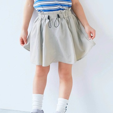 日本 devirock - 防潑水 尼龍抽繩短裙-(內襯安全褲)-淺灰
