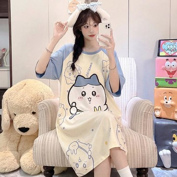 【台灣现貨】120KG大尺碼睡裙 女生睡裙 夏天睡裙 睡衣裙女 可愛睡裙 薄款睡衣 居家服 寬鬆睡裙 睡裙女 卡通睡裙