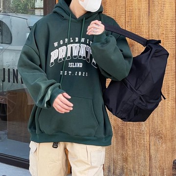 【AMERO】男裝 女裝 長袖連帽Ｔ恤 貼布繡爬線英文字 情侶裝