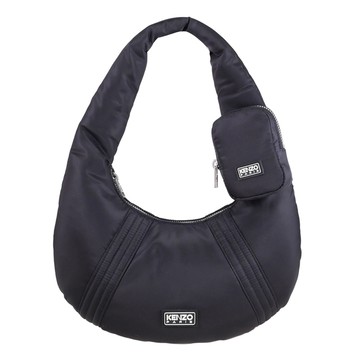KENZO 2SA705 品牌LOGO尼龍附扣飾小袋手提/單肩彎月包.黑