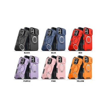 適用蘋果iPhone16 15 14 13 12 11 Promax鏡頭保護推窗二合一旋轉磁吸支架手機殼防摔個性防摔保護套