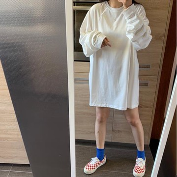 內搭女裝秋季新款潮圓領嘻哈寬松初秋打底白色T恤女上衣長袖 外穿