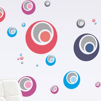 壁貼 四色圈圈 幾何 創意壁貼 無痕壁貼 壁紙 牆貼