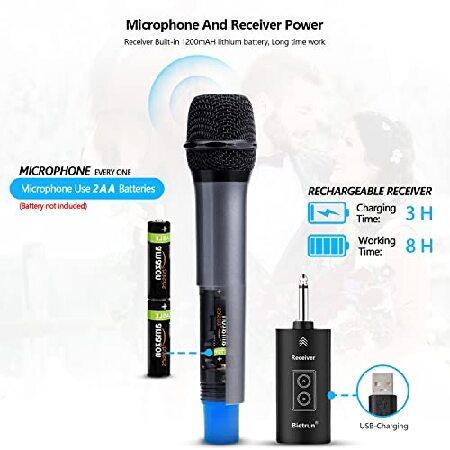 Wireless Microphone, Uhf Metal Dynamic Handheld Karaoke Mic, Rechargeable Receiver (Work 6hs),160ft Range, for Karaoke, Singing, Stage, Wedding, Speec
