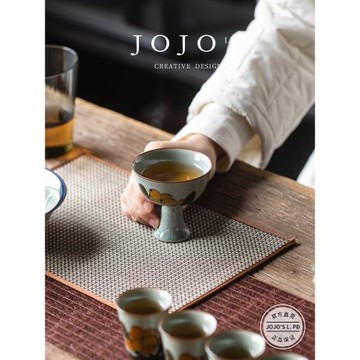 JOJO'S L. PD.decision.冰片釉下手繪枇杷高足杯陶瓷高腳杯 |去意