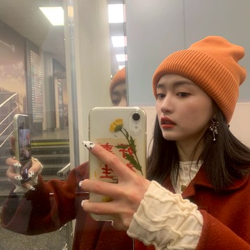 雙層羊絨毛線帽女冬天加厚保暖韓版百搭冷帽日系純色針織帽冷帽潮1入