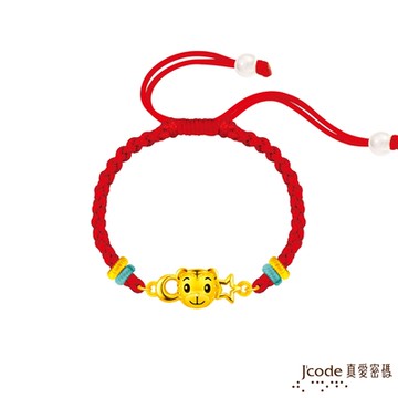J code真愛密碼金飾 星月巧虎硬金編織手鍊