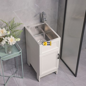 免運 公司貨 洗衣池 陽臺櫃 洗衣櫃 不銹鋼水槽櫃陽臺櫃壹體洗衣槽洗碗池廚房落地式小戶型家用浴室櫃
