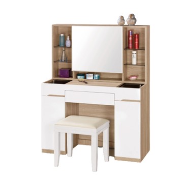 文創集 喬巴利 開合式3.3尺鏡台/化妝台組合(鏡台＋化妝椅)-100x42x134cm免組