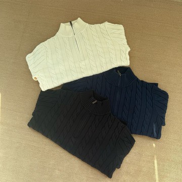 RL 拉夫小馬標刺繡 男裝絞花毛衣  經典款純棉半拉鏈針織衫鑫弘-衣錦男裝