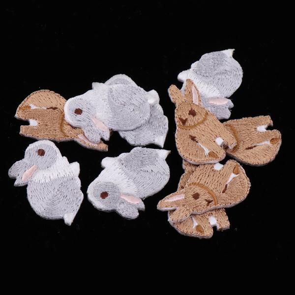 アップリケバッジウサギに10個 パック刺繍動物パッチアイアン