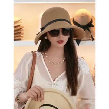 2026新款赫本風流行遮陽獨特超好看早春防曬帽時尚卷邊太陽帽草帽