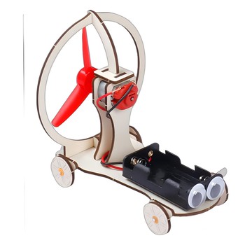 🌈DIY 國小國中幼兒園創意科學實驗玩具科技小製作電動風力小車木製空氣動力賽車