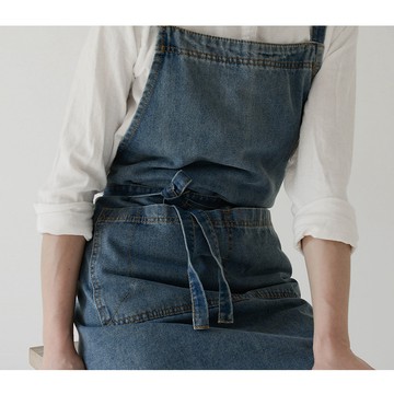 現貨・ 美甲 全棉帆布 水洗牛仔圍裙 透氣 防污 廚房工作制服 圍兜 圍裙 工作室圍裙 制服 牛仔簡約 防潑水 純色