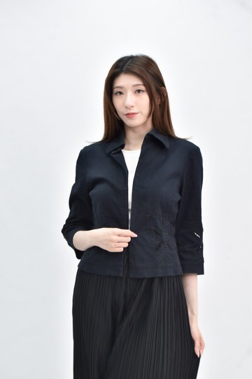 (S) jessica 七分袖藍色罩衫