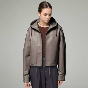 Luméa頂級柔軟棉羊皮+𝟵𝟬𝗱𝗼𝘄𝗻鵝絨蓄暖皮衣外套_咖啡色