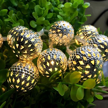 金屬鏤空圓球彩燈LED光影鐵球燈串餐廳民宿房間院子節日裝飾串燈