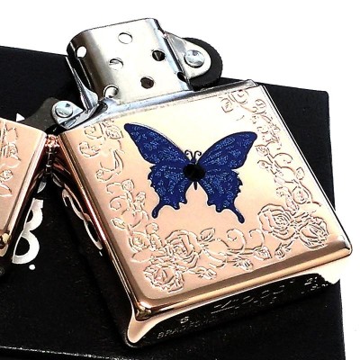 ZIPPO 限定 ブルーバタフライ ローズ ピンク ジッポ ライター シリアル 