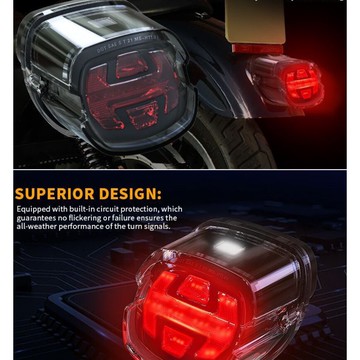 12V摩托車機車LED改裝尾燈適合哈雷路網公路滑翔軟尾街霸運動系列XL 883定制版1200C包含行車燈剎車燈牌照燈