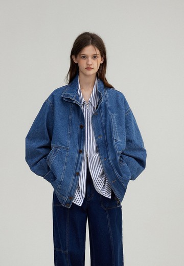 北歐中古感 水洗做舊牛仔夾克外套