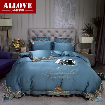 冰絲床裙四件套婚慶蕾絲夾棉1.5m1.8m婚床罩夏天雙人貢緞被套