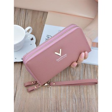 雙拉鏈手拿錢包2025新款女士錢包長款時尚大容量雙層錢夾手機小包