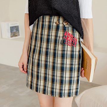 OB嚴選-KITTY妝可愛系列．日系質感格紋造型褲裙