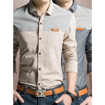 秋季男士牛津紡休閑韓版修身長袖襯衣棉加厚加絨襯衫大碼牛仔保暖