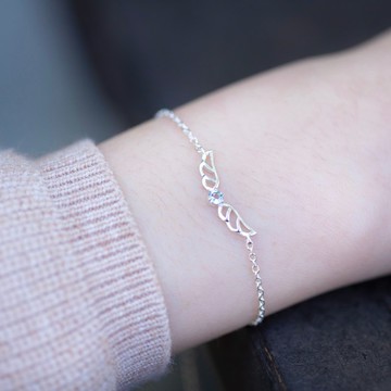 藍托帕石925純銀天使翅膀手鍊