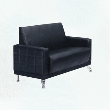 文創集 索拉爾黑色柔韌皮革二人座沙發椅-125x70x84cm免組