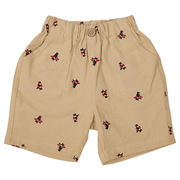 akachan honpo - 5分褲-麻質風 滿版印花-淺卡其色