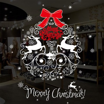 JB Design - 時尚壁貼-麋鹿聖誕窗貼-70cm*50cm