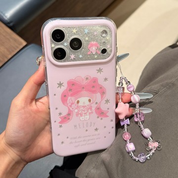 日韓少女 甜美乖女孩子 閃粉蝴蝶結 美樂蒂 iPhone17 16 15 14 Pro max 防摔保 手機殼 鏤空星星