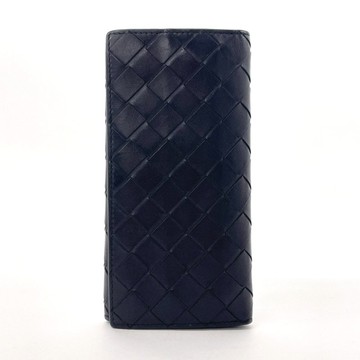 [日本直銷，二手，狀況良好] Bottega Veneta 折疊長錢包，雙折錢包，Intrecciato 皮革，黑，男士