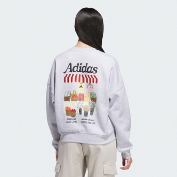 Adidas 愛迪達 W Farmmkt Swt JM4210 女 長袖上衣 休閒長袖 灰 亞版