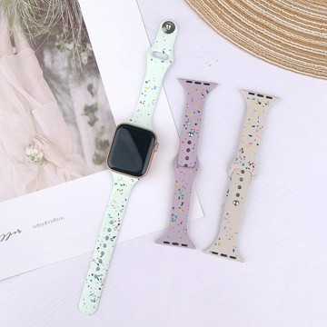 小蠻腰彩屑 防水透氣 矽膠錶帶 適用 Apple Watch 9 8 7 6 5 4 SE 蘋果錶帶 45mm 49mm