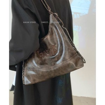 美拉德復古雙肩包包女2023新款潮時尚托特包百搭大容量背包腋下