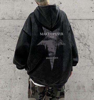 FINDSENSE X 2022 街頭時尚 男士 寬鬆大尺碼 復古洗水 五星字母圖案 連帽外套 上衣