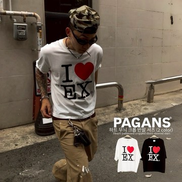 【PAGANS STORE】韓國 復古 美式 愛心 寬短 boxy 印花 標語 英文 字母 短袖 短Tee
