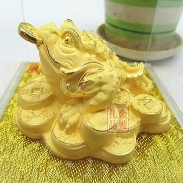 [協貿國際]   絨沙金開光金蟾蜍鎮宅辟邪招財風水擺件
